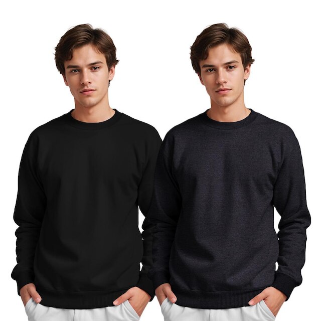 Moletom Gola Careca Masculino Algodão Liso Kit 2 Peças